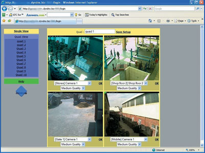 Figure 3. Quad view from the monitoring software, accessed over the Internet